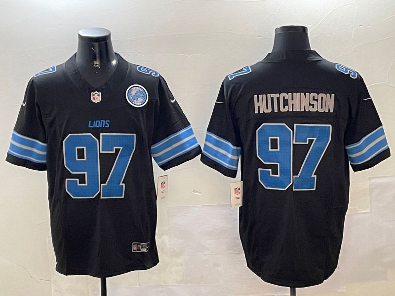 Men Detroit Lions 97 Hutchinson Black three generations 2024 Nike Limited NFL Jersey style 2